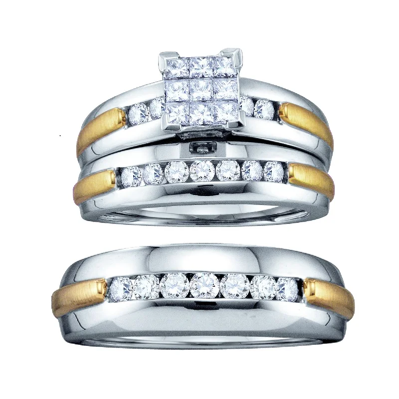 1/2 CTW Diamond Wedding Trio Set in 10KT White and Yellow Gold