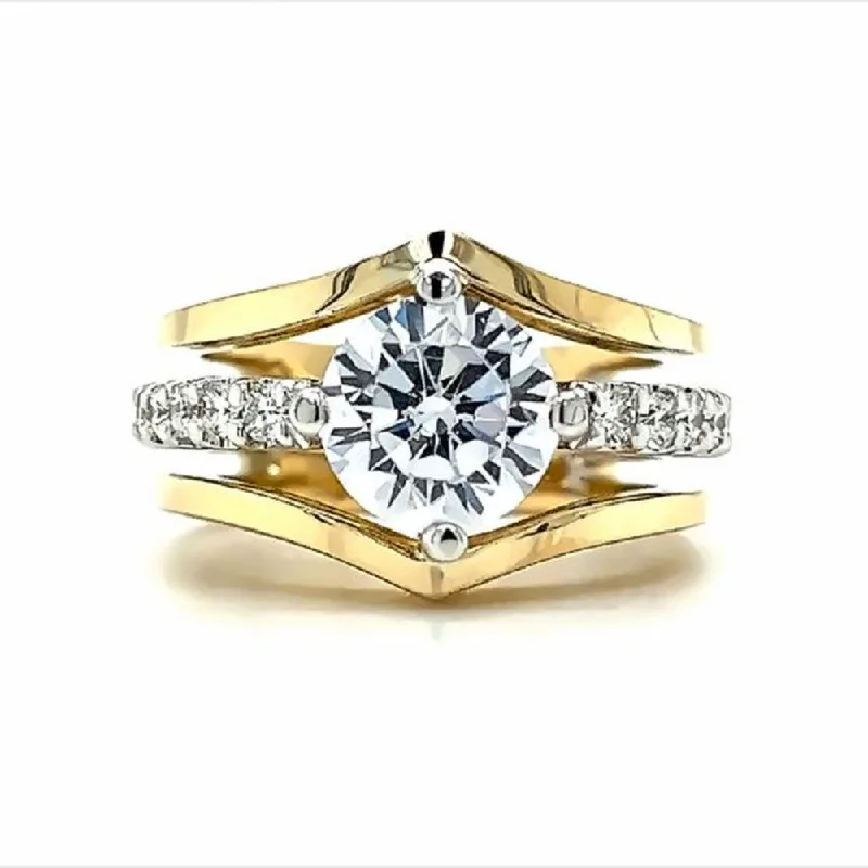 14k Two-Tone Engagement Ring with Contour Sides