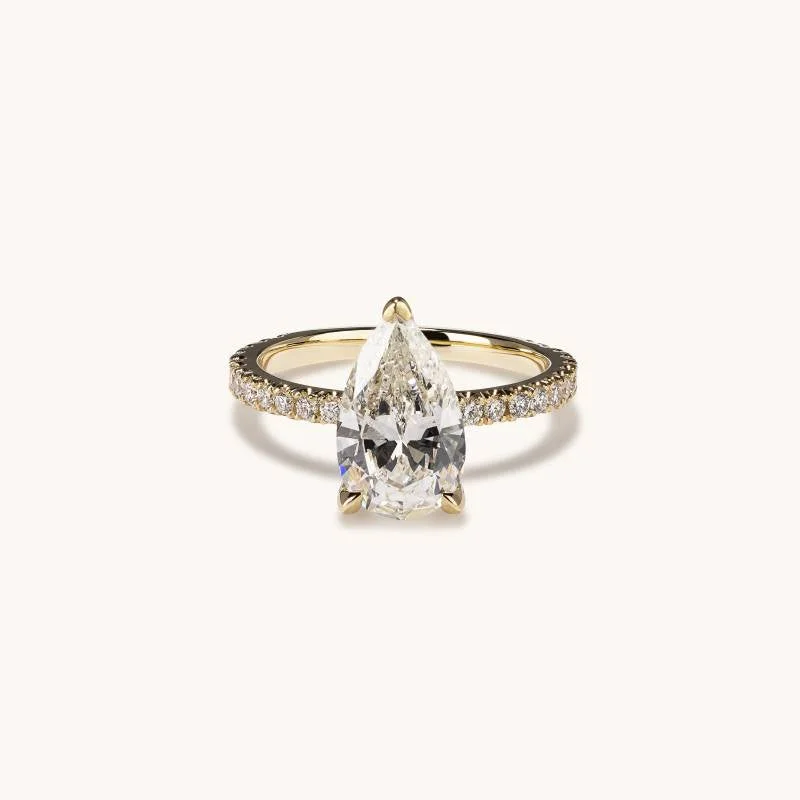 2.01 Pear Natural Diamond Engagement Ring