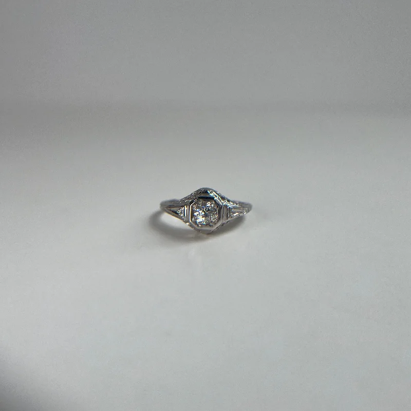 Geometric Art Deco Diamond Ring .45 ct