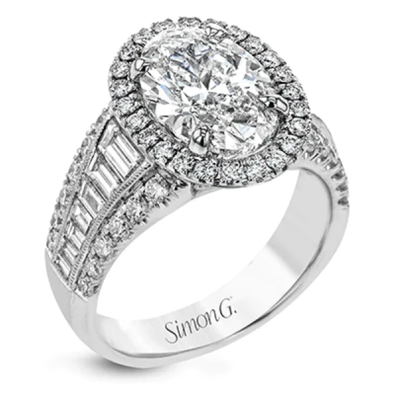 Simon G. 18k Gold Oval-Cut Halo Engagement Ring with Diamonds