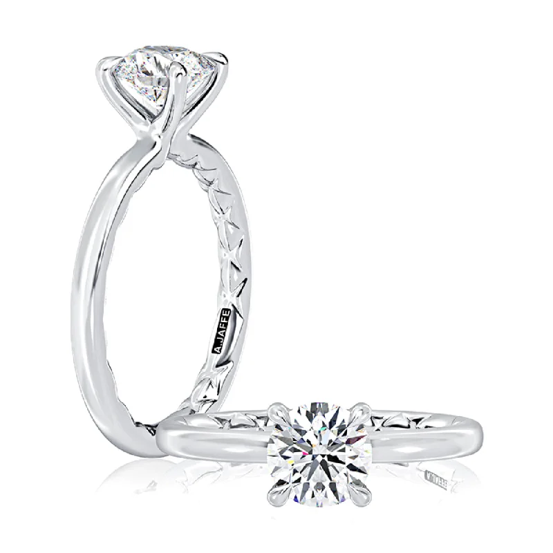 A. JAFFE Classic Four Prongs Solitaire Round Center Diamond Engagement Ring