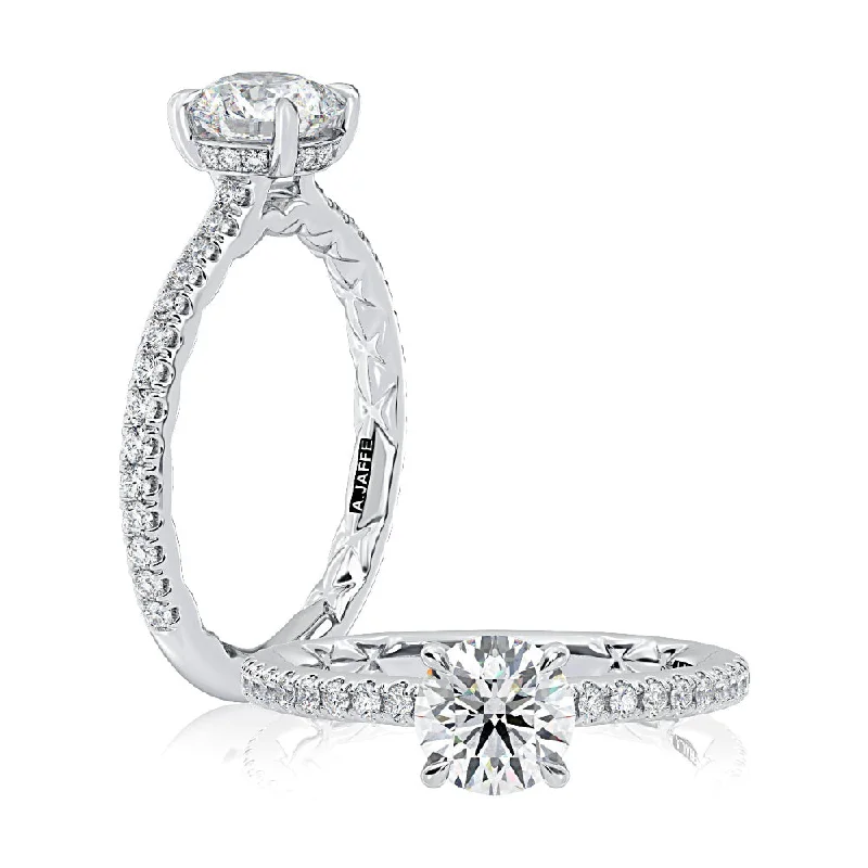 A. JAFFE Classic Round Center Diamond Engagement Ring with a Hidden Halo