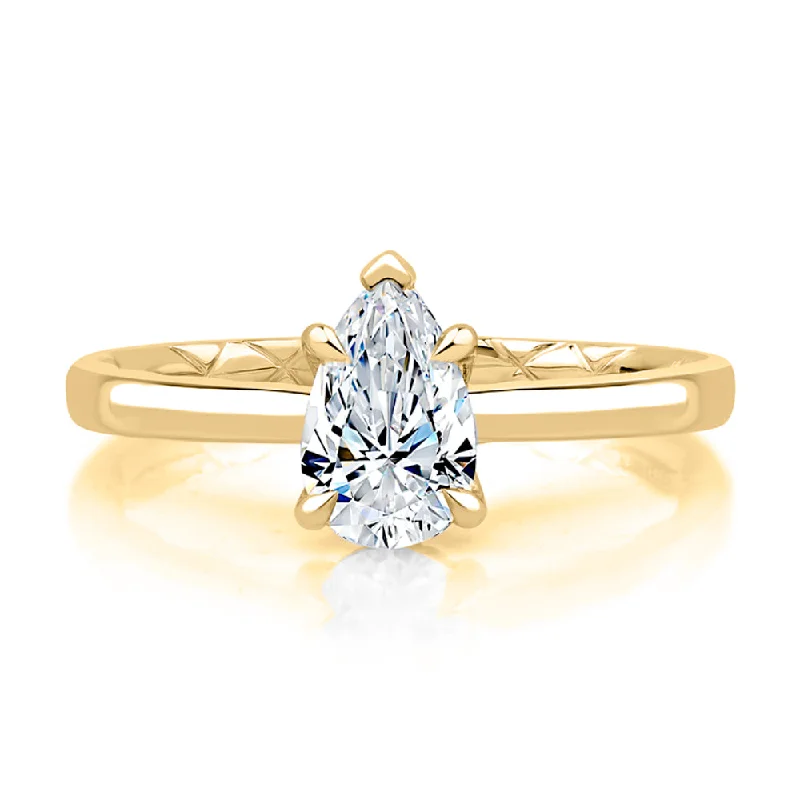 A. Jaffe Five Prongs Solitaire Pear Cut Diamond Engagement Ring