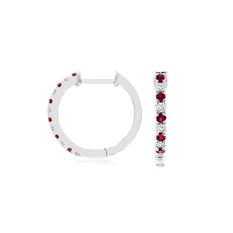 Ruby & Diamond Hoops