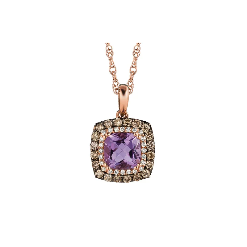 Rose Amethyst & Mocha Diamond Pendant