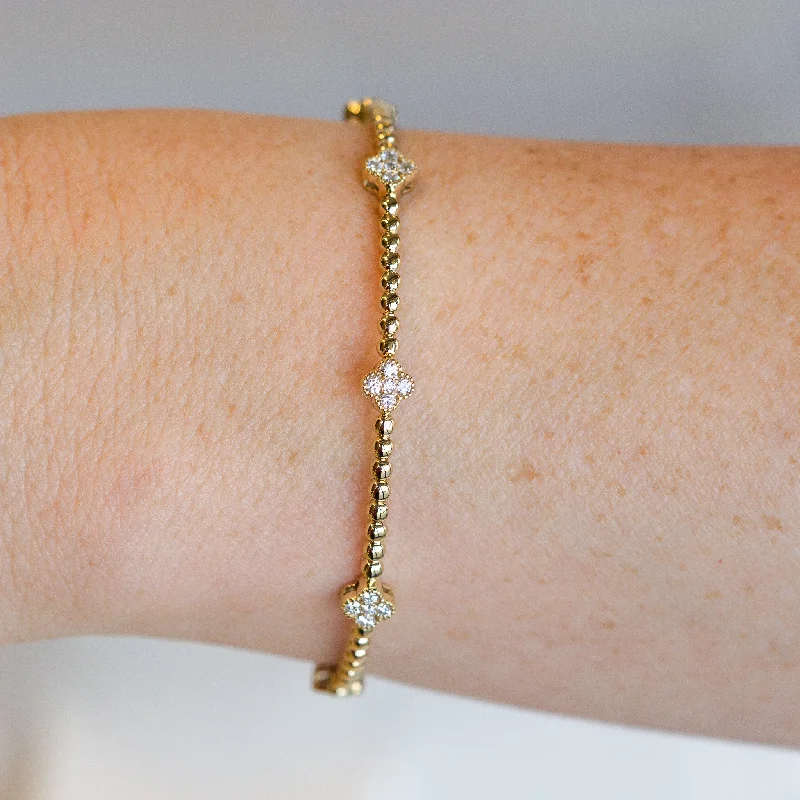 Beaded Diamond Clover Bangle