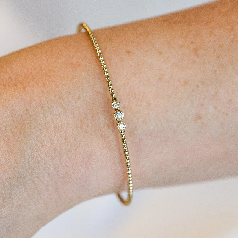 Beaded Bezel Diamond Trio Bangle