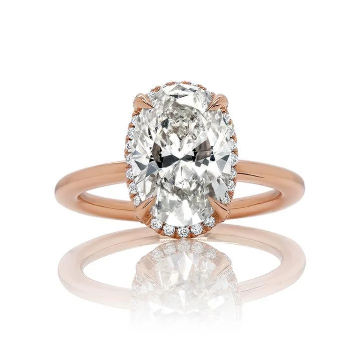 Blake Oval Diamond Engagement Ring in 18K Rose Gold