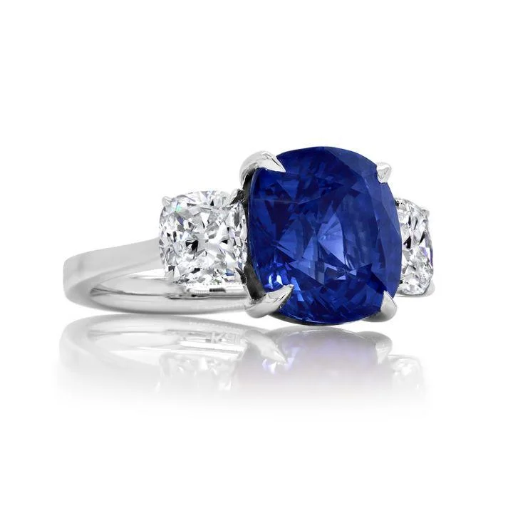 Camila Modern Cushion cut Ceylon Sapphire Engagement Ring in Platinum