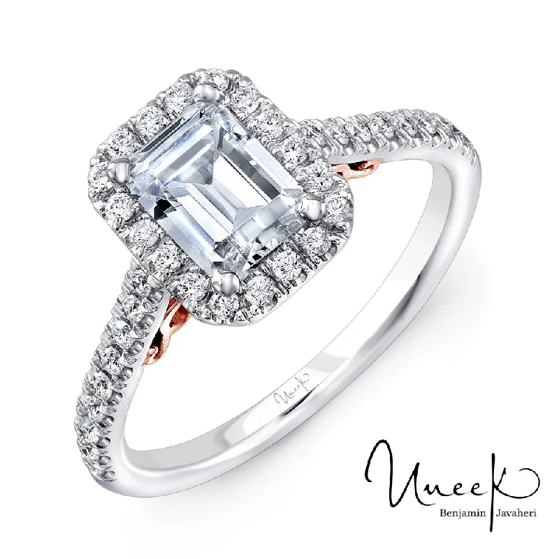 Uneek Fiorire Diamond Halo Engagement Ring