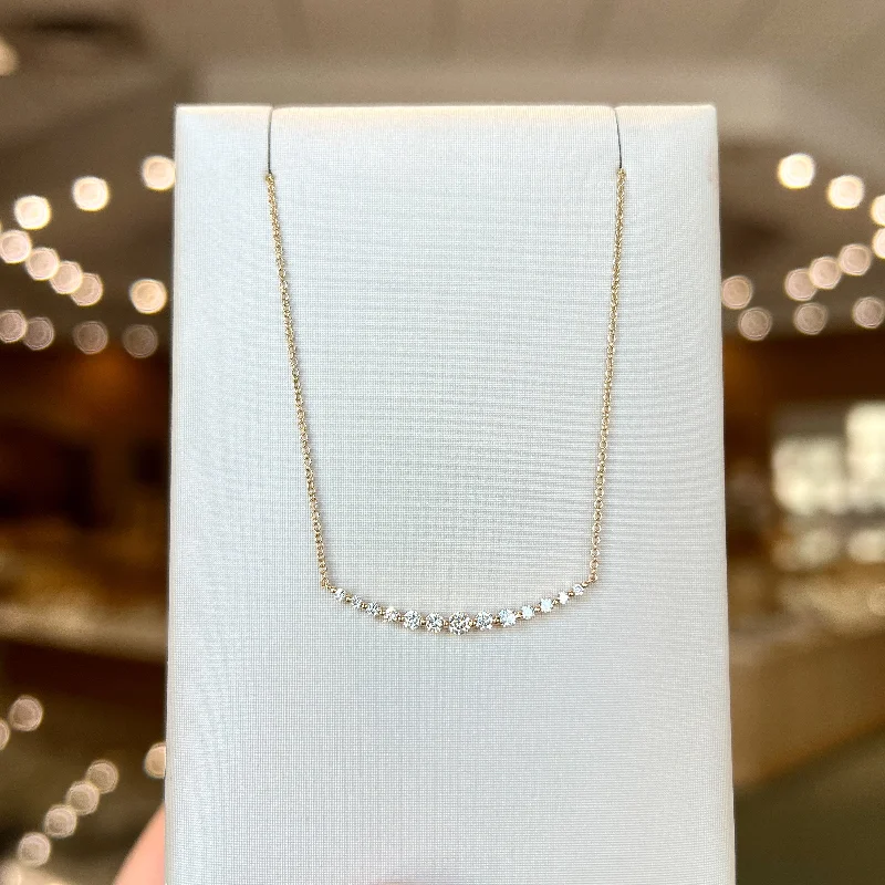 Curved Diamond Bar Necklace