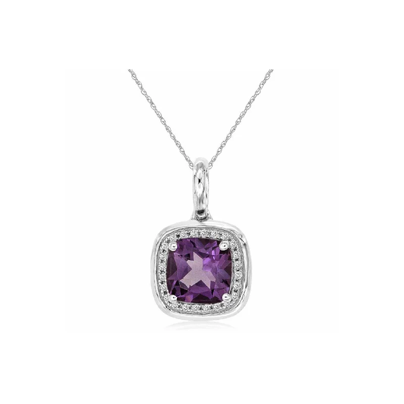 Cushion Cut Amethyst & Diamond Pendant