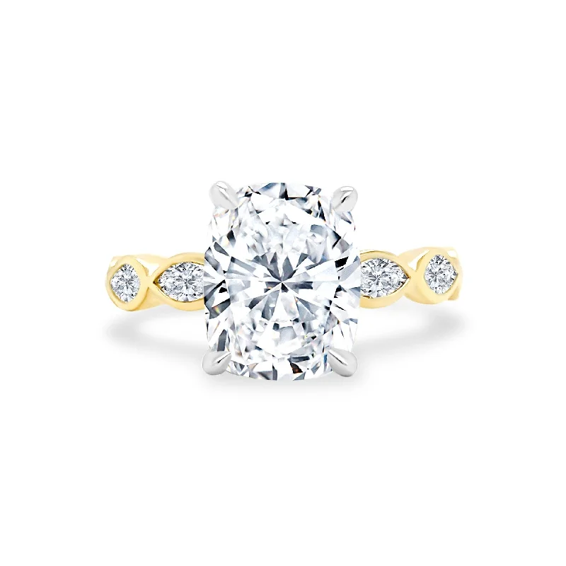 Cushion Cut Diamond with Marquise Bezel Band