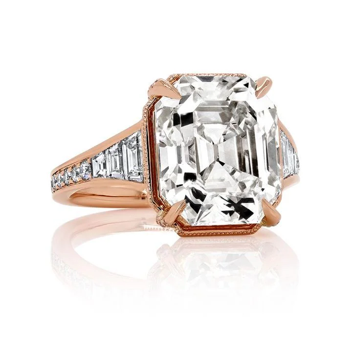 Danielle Emerald cut Diamond Engagement Ring in 18K Rose Gold