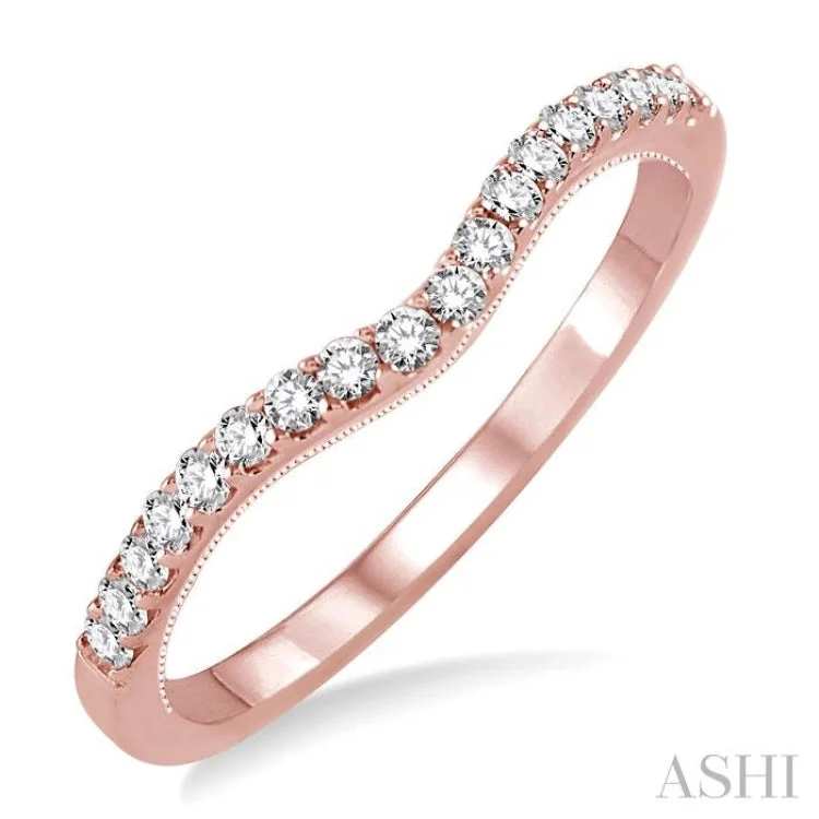 1/4 Ctw Round Cut Diamond Wedding Band in 14K Rose Gold