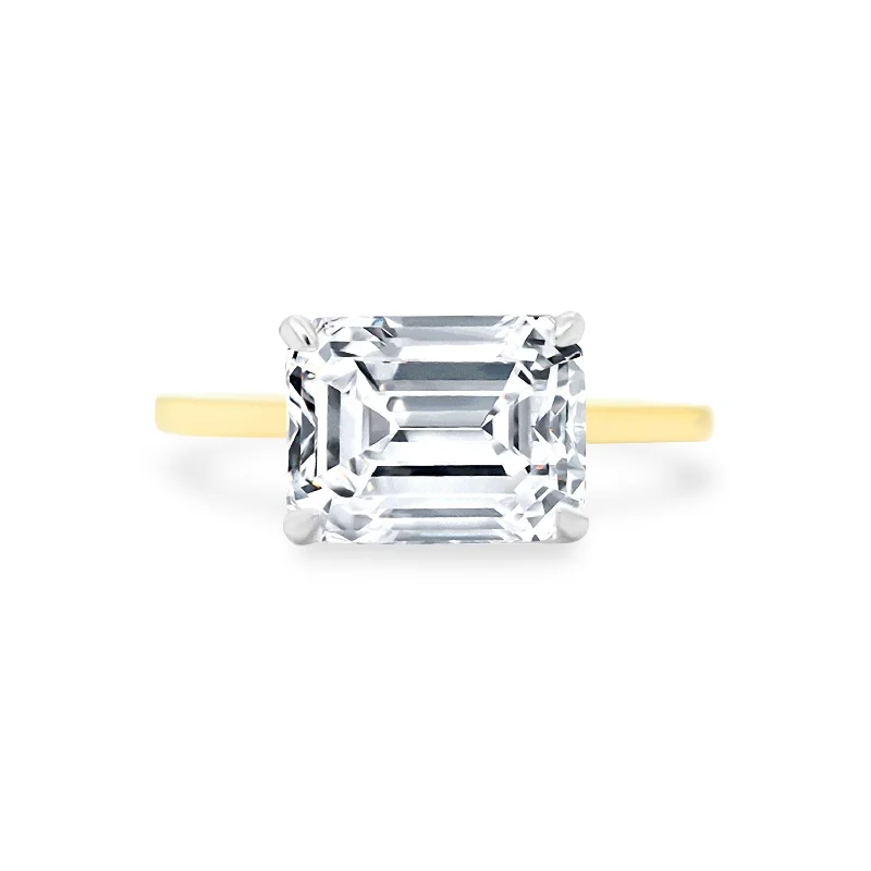 East West Emerald Cut Solitaire