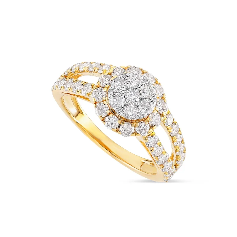 10K Gold 2.13ct Circle Diamond Cluster Engagement Ring