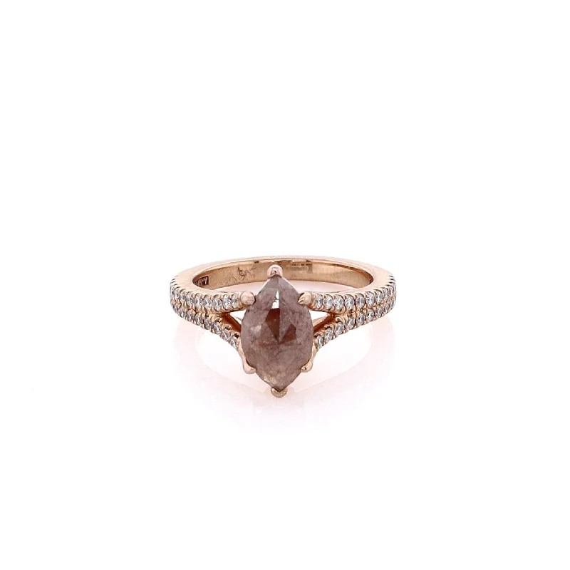 Estate 18 Karat Rose Gold Diamond Engagement Ring