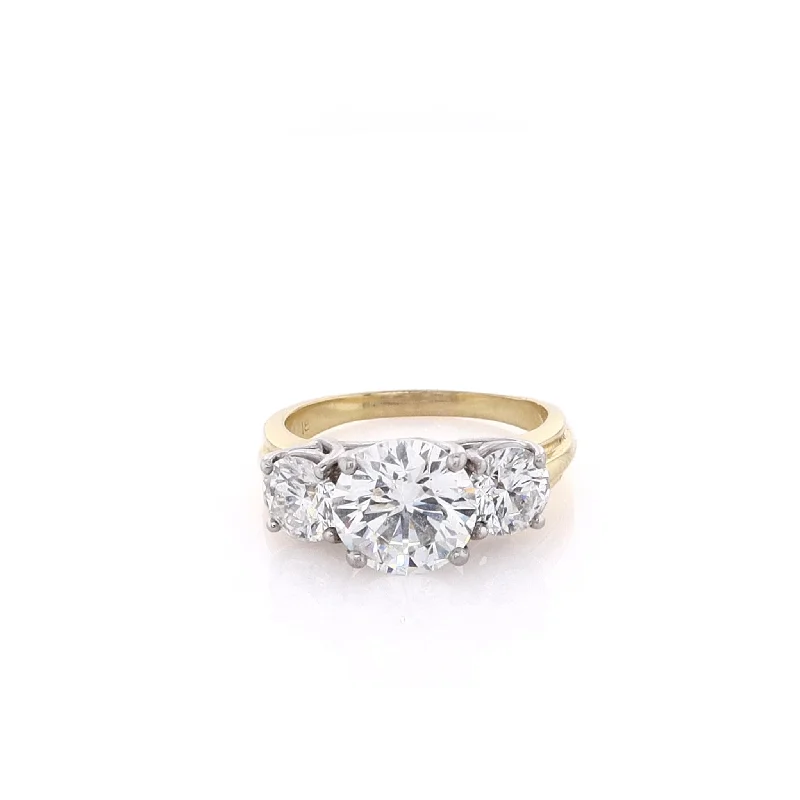 Estate Lazare 18 Karat Yellow Gold and Platinum Trellis Diamond Engagement Ring