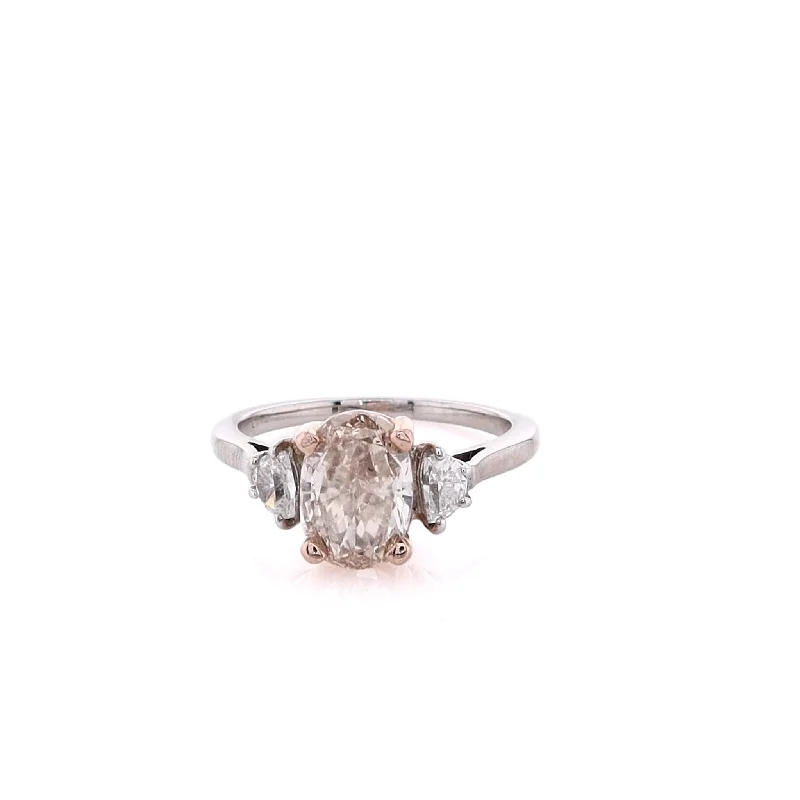 Estate Platinum and 18 Karat Rose Gold Diamond Engagement Ring