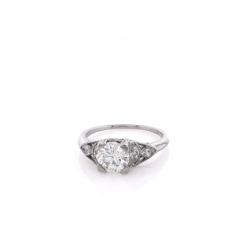 Estate Platinum Milgrain Diamond Engagement Ring