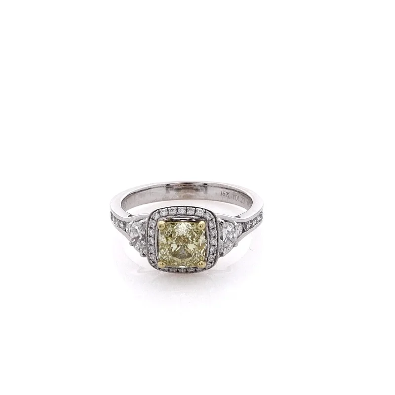 Estate Simon G 18 Karat Two-Tone Diamond Engagement Ring with GIA Certification