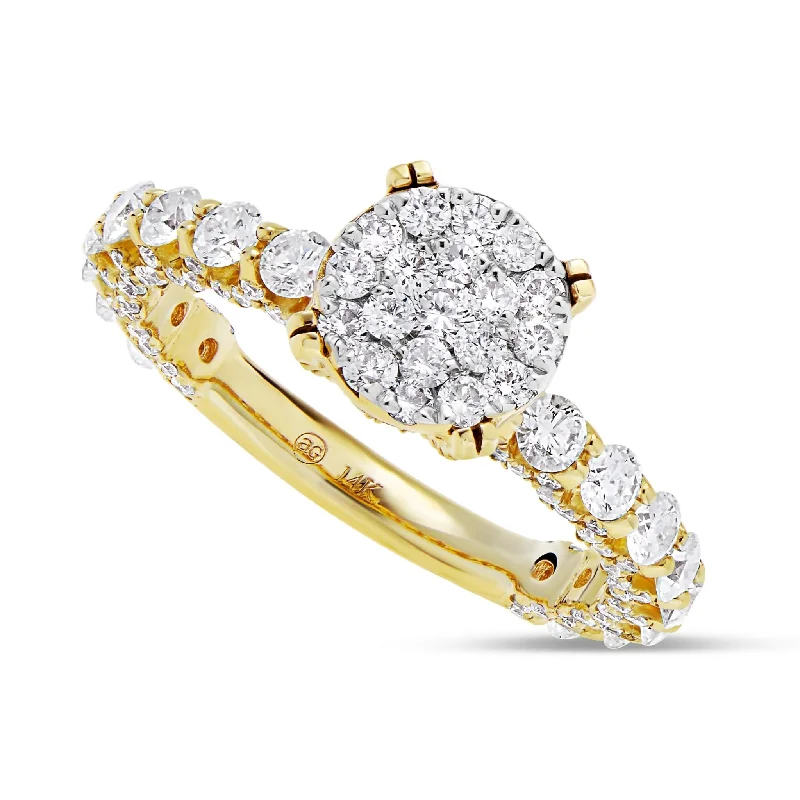 14K Gold 2.0ct Diamond Cluster Engagement Ring