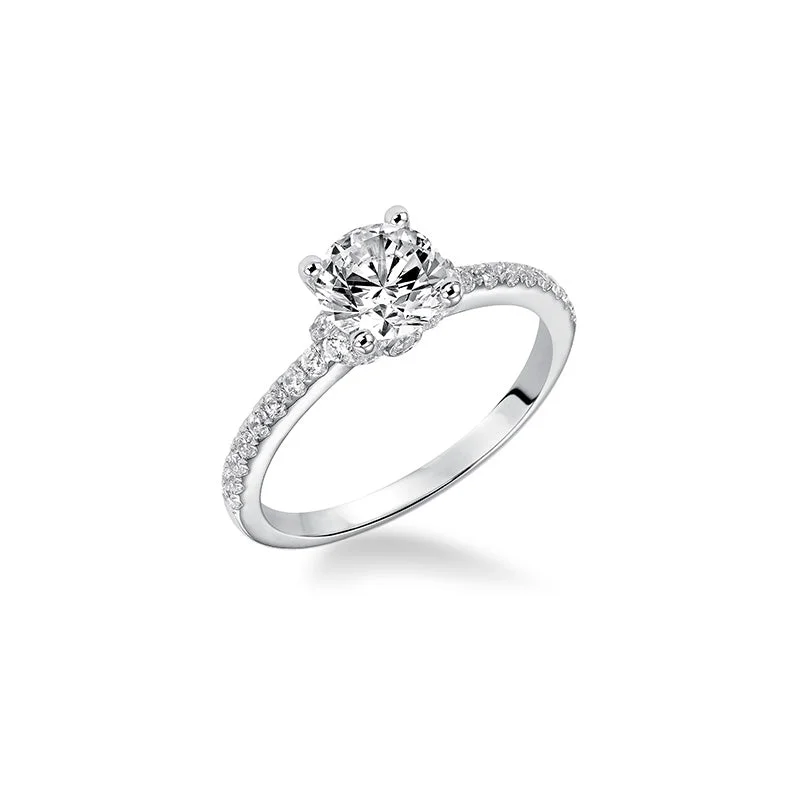 Fink's Exclusive 14K White Gold Round Diamond Pave Shank Engagement Ring