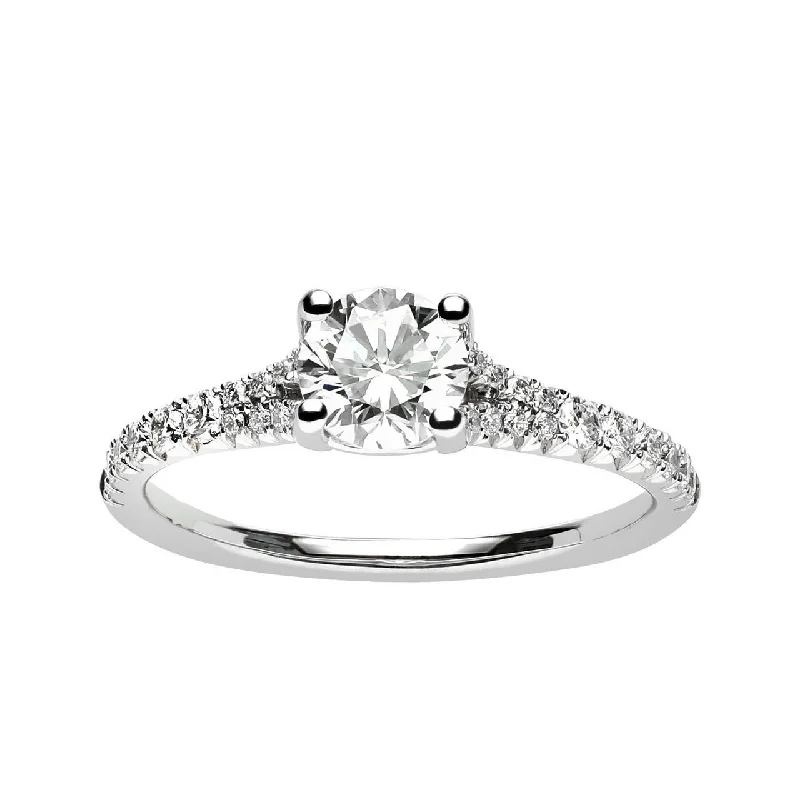 Fink's Exclusive 14K White Gold Round Diamond Center Stone Split Shank Engagement Ring