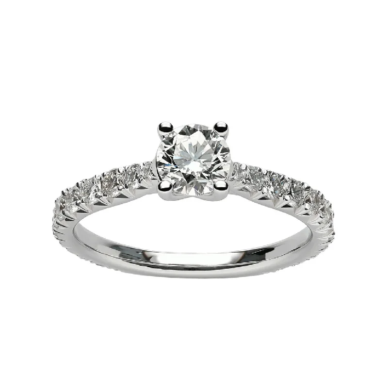 Fink's Exclusive 14K White Gold Round Diamond Shank Accent Engagement Ring