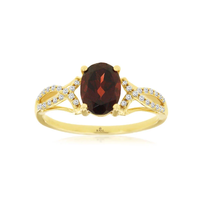 Garnet & Diamond Twist Ring