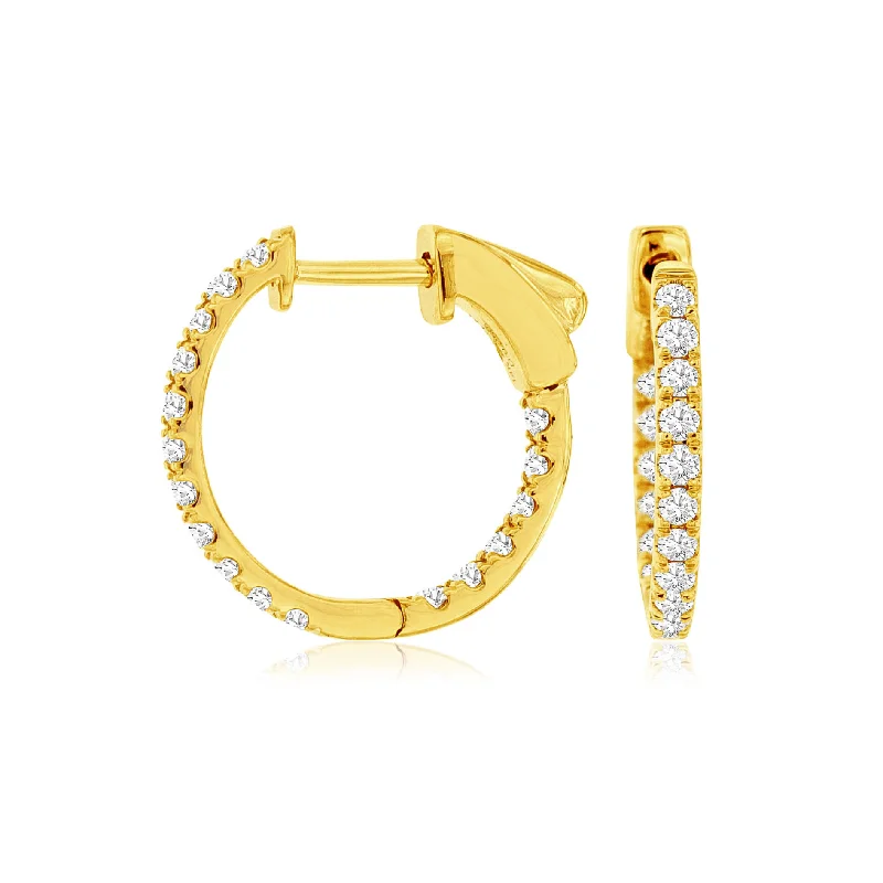 Gold 1/2ct Round Diamond Hoops