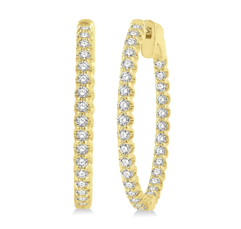 Gold 1ct Inside-Out Diamond Hoops