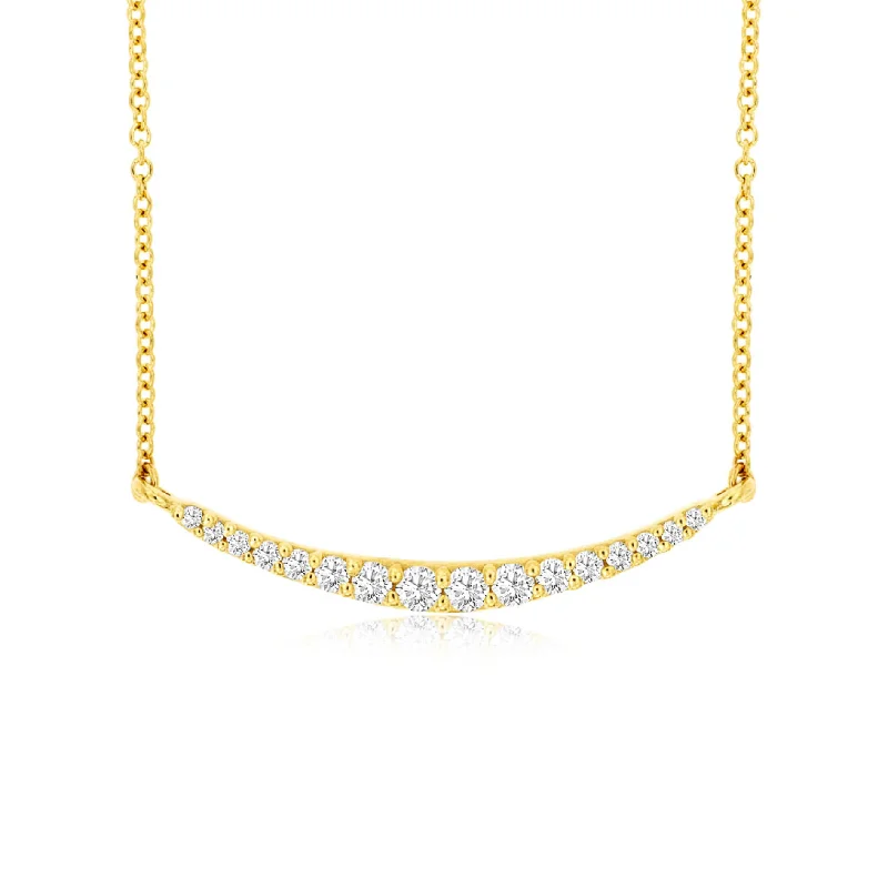 Gold Diamond Pavé Crescent Pendant