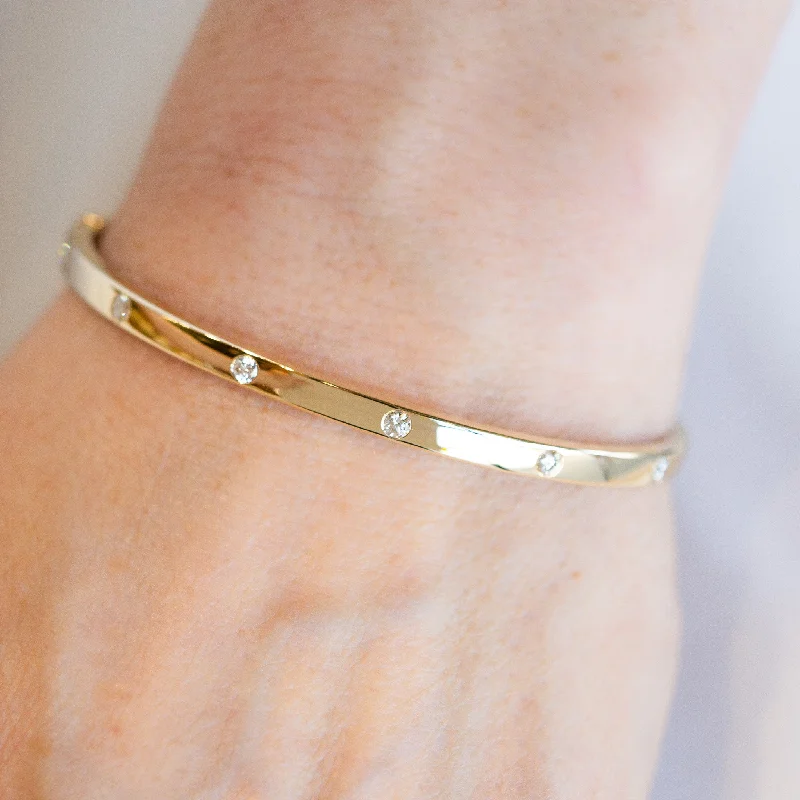 Gold Diamond Inlay Bangle