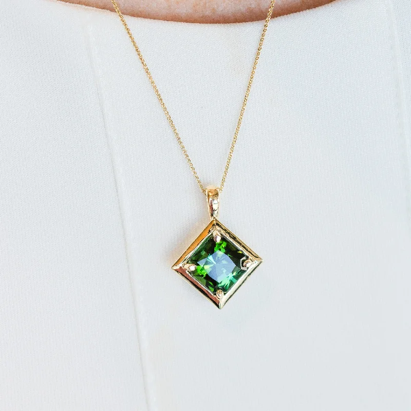 Square Green Tourmaline Pendant