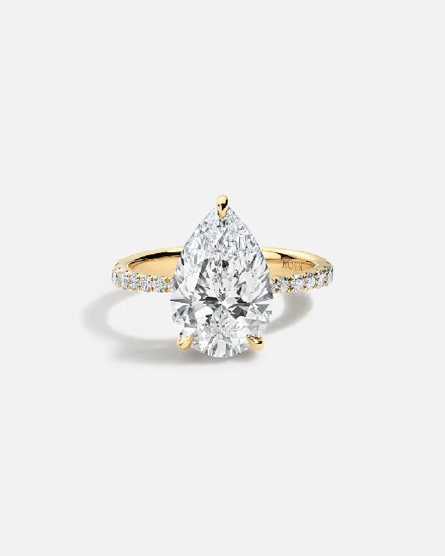 JULIA Tapered Solitaire Ring with Double Hidden Halo