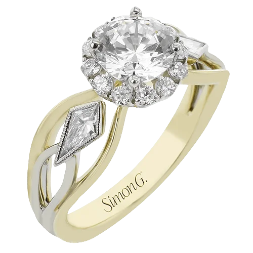 Round-Cut Halo Engagement Ring In 18k Gold With Diamonds