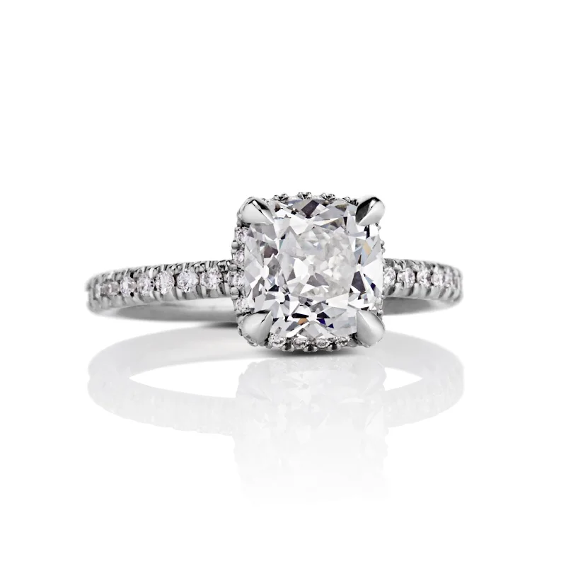 Lydia Antique Cushion cut Diamond Engagement Ring in Platinum