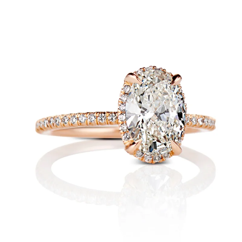 Lydia Oval Diamond Engagement Ring in 18K Rose Gold