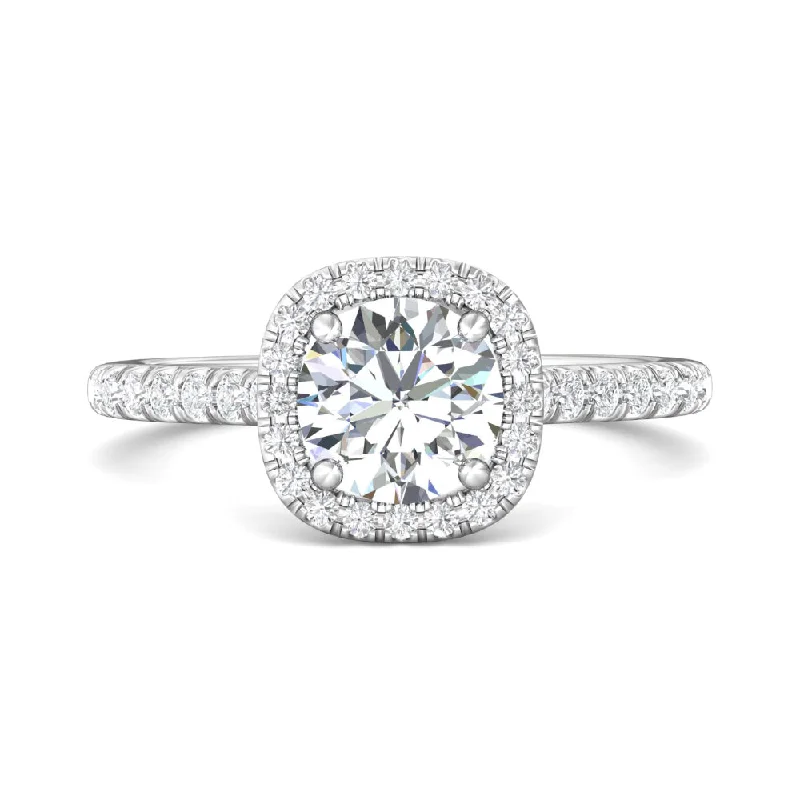 Martin Flyer 14k Round Diamond Engagement Ring with Cushion Halo