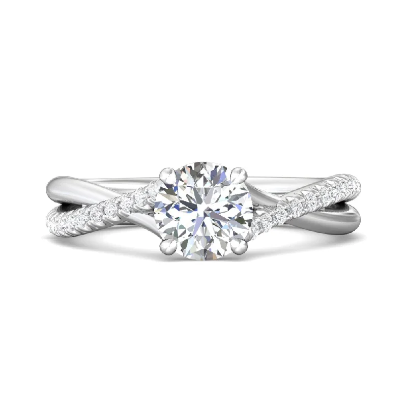 Martin Flyer 14k Round Diamond Engagement Ring with Twist Shank