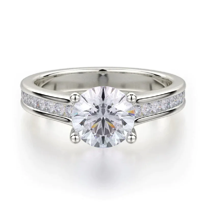 Michael M Round Diamond Channel Set Shank Engagement Ring