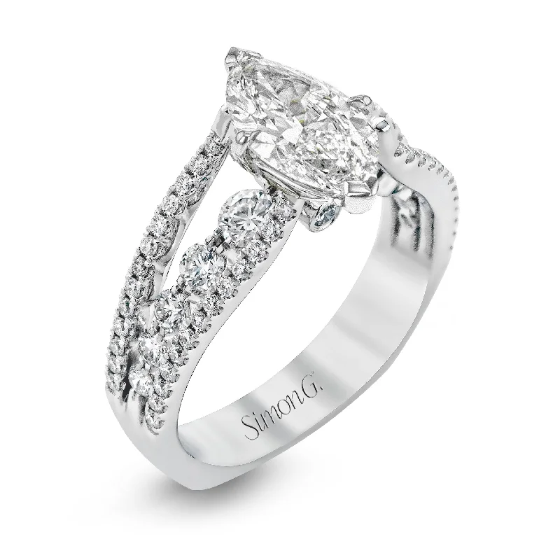 Marquise-Cut Split-Shank Engagement Ring In 18k Gold With Diamonds