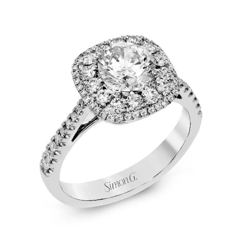 Round-Cut Double-Halo Engagement Ring In 18k Gold With Diamonds