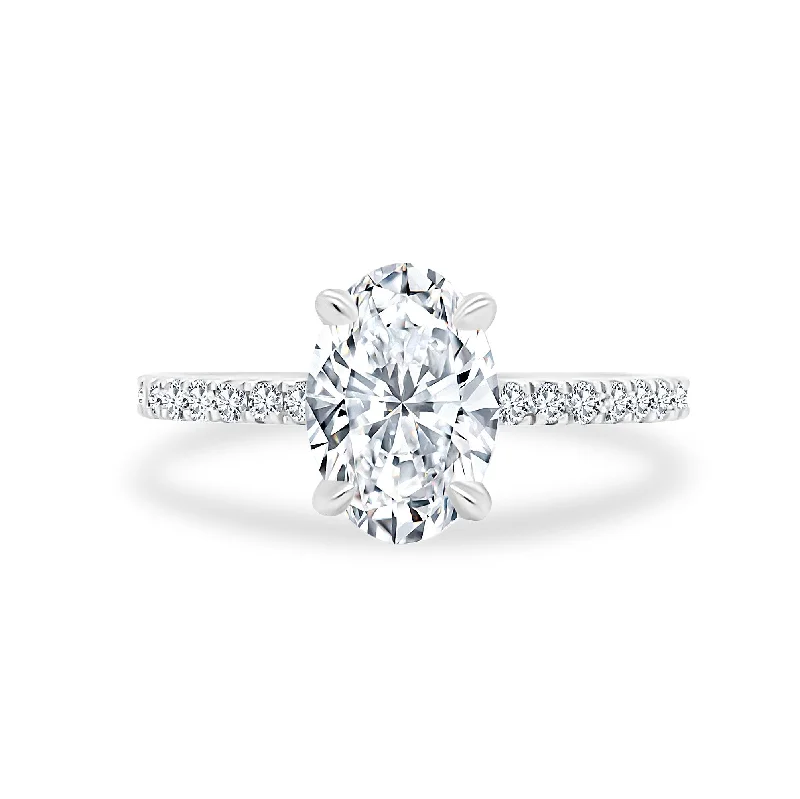 Oval Cut Solitaire on Diamond Band