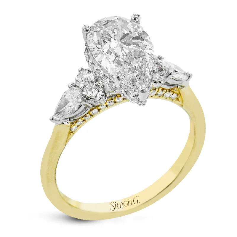 Pear-Cut Three-Stone Engagement Ring In 18k Gold With Diamonds