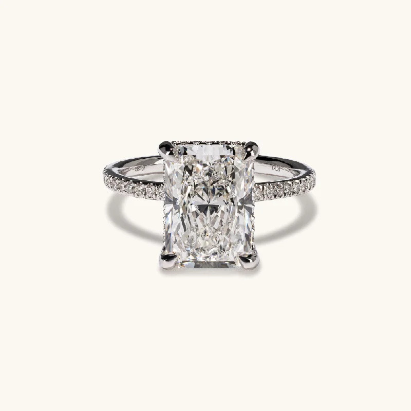 Radiant Lab Diamond Engagement Ring with Signature Setting