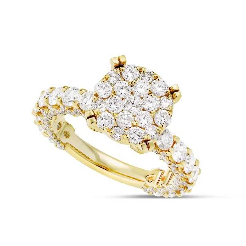 14K Gold 3.0ct Diamond Cluster Engagement Ring